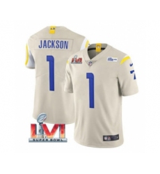 Men's Los Angeles Rams #1 Desean Jackson Bone 2022 Super Bowl LVI Vapor Limited Stitched Jersey