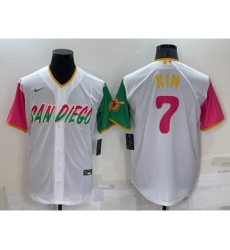 Men's San Diego Padres #7 Ha Seong Kim White 2022 City Connect Cool Base Stitched Jersey