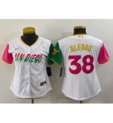 Women's San Diego Padres #38 Jorge Alfaro White 2022 City Connect Cool Base Stitched Jersey