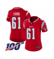 Women's New England Patriots #61 Marcus Cannon Limited Red Inverted Legend 100th Season Football Jersey
