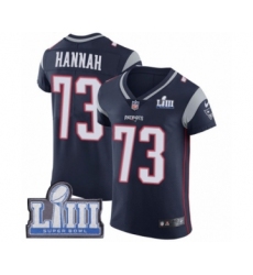 Men's Nike New England Patriots #73 John Hannah Navy Blue Team Color Vapor Untouchable Elite Player Super Bowl LIII Bound NFL Jersey