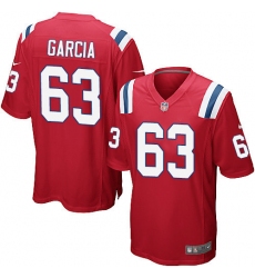 Men's Nike New England Patriots #63 Antonio Garcia Game Red Alternate NFL Jersey