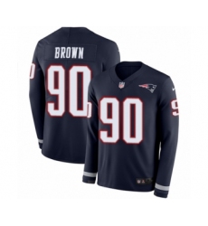 Men's Nike New England Patriots #90 Malcom Brown Limited Navy Blue Therma Long Sleeve NFL Jersey