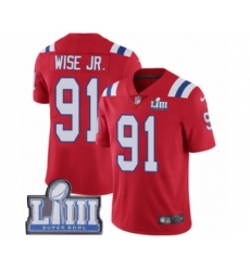 Men's Nike New England Patriots #91 Deatrich Wise Jr Red Alternate Vapor Untouchable Limited Player Super Bowl LIII Bound NFL Jersey