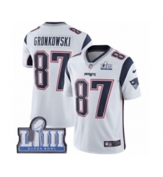Men's Nike New England Patriots #87 Rob Gronkowski White Vapor Untouchable Limited Player Super Bowl LIII Bound NFL Jersey