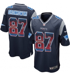 Youth Nike New England Patriots #87 Rob Gronkowski Limited Navy Blue Strobe NFL Jersey