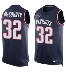 Men's Nike New England Patriots #32 Devin McCourty Limited Navy Blue Player Name & Number Tank Top NFL Jersey