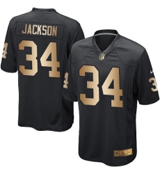 Youth Nike Oakland Raiders #34 Bo Jackson Elite Black/Gold Team Color NFL Jersey