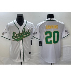 Men's Philadelphia Eagles #20 Brian Dawkins White Gold Cool Base Stitched Baseball Jersey