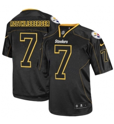 Youth Nike Pittsburgh Steelers #7 Ben Roethlisberger Elite Lights Out Black NFL Jersey