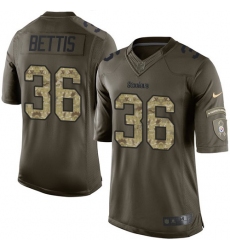 Men's Nike Pittsburgh Steelers #36 Jerome Bettis Elite Green Salute to Service NFL Jersey