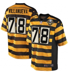 Youth Nike Pittsburgh Steelers #78 Alejandro Villanueva Elite Yellow/Black Alternate 80TH Anniversary Throwback NFL Jersey