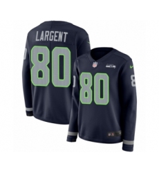Women's Nike Seattle Seahawks #80 Steve Largent Limited Navy Blue Therma Long Sleeve NFL Jersey Women's Nike Seattle Seahawks #80 Steve Largent Limited Navy Blue Therma Long Sleeve NFL Jersey