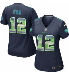 Women's Nike Seattle Seahawks 12th Fan Limited Navy Blue Strobe NFL Jersey