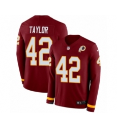 Men's Nike Washington Redskins #42 Charley Taylor Limited Burgundy Therma Long Sleeve NFL Jersey