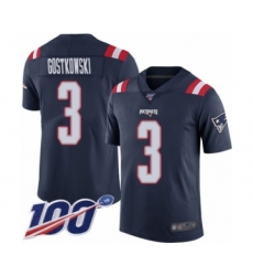 Men's New England Patriots #3 Stephen Gostkowski Limited Navy Blue Rush Vapor Untouchable 100th Season Football Jersey