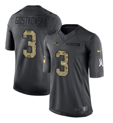 Men's Nike New England Patriots #3 Stephen Gostkowski Limited Black 2016 Salute to Service NFL Jersey