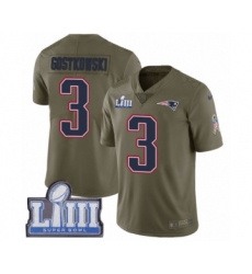 Youth Nike New England Patriots #3 Stephen Gostkowski Limited Olive 2017 Salute to Service Super Bowl LIII Bound NFL Jersey