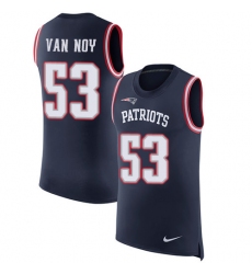 Men's Nike New England Patriots #53 Kyle Van Noy Limited Navy Blue Rush Player Name & Number Tank Top NFL Jersey
