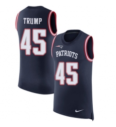 Men's Nike New England Patriots #45 Donald Trump Limited Navy Blue Rush Player Name & Number Tank Top NFL Jersey
