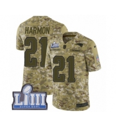 Youth Nike New England Patriots #21 Duron Harmon Limited Camo 2018 Salute to Service Super Bowl LIII Bound NFL Jersey
