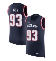 Men's Nike New England Patriots #93 Lawrence Guy Limited Navy Blue Rush Player Name & Number Tank Top NFL Jersey