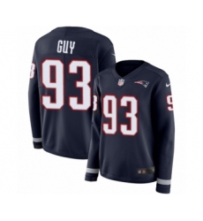 Women's Nike New England Patriots #93 Lawrence Guy Limited Navy Blue Therma Long Sleeve NFL Jersey