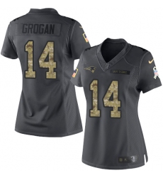 Women's Nike New England Patriots #14 Steve Grogan Limited Black 2016 Salute to Service NFL Jersey