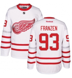 Men's Reebok Detroit Red Wings #93 Johan Franzen Authentic White 2017 Centennial Classic NHL Jersey