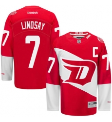 Men's Reebok Detroit Red Wings #7 Ted Lindsay Premier Red 2016 Stadium Series NHL Jersey