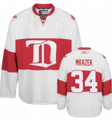 Men's Reebok Detroit Red Wings #34 Petr Mrazek Premier White Third NHL Jersey