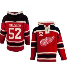 Men's Old Time Hockey Detroit Red Wings #52 Jonathan Ericsson Authentic Red Sawyer Hooded Sweatshirt NHL Jersey