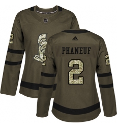 Women's Adidas Ottawa Senators #2 Dion Phaneuf Authentic Green Salute to Service NHL Jersey