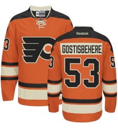Men's Reebok Philadelphia Flyers #53 Shayne Gostisbehere Premier Orange New Third NHL Jersey