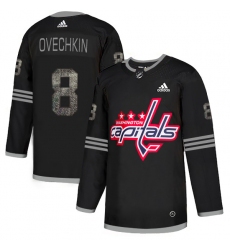 Men's Adidas Washington Capitals #8 Alex Ovechkin Black Authentic Classic Stitched NHL Jersey