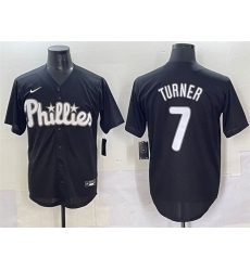 Men's Philadelphia Phillies #7 Trea Turner Black Lights Out Limited Stitched Baseball Jersey