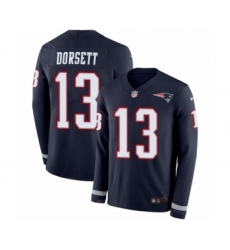 Men's Nike New England Patriots #13 Phillip Dorsett Limited Navy Blue Therma Long Sleeve NFL Jersey