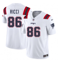 Men's New England Patriots #86 Giovanni Ricci White 2025 F.U.S.E. Vapor Limited Football Stitched Jersey