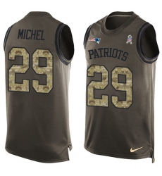 Men's Nike New England Patriots #29 Sony Michel Limited Green Salute to Service Tank Top NFL Jersey