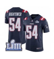 Men's Nike New England Patriots #54 Dont'a Hightower Limited Navy Blue Rush Vapor Untouchable Super Bowl LIII Bound NFL Jersey