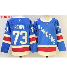 Youth new york rangers #73 matt rempe blue 2025 stitched hockey jersey