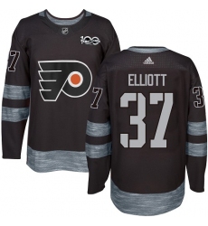 Men's Adidas Philadelphia Flyers #37 Brian Elliott Authentic Black 1917-2017 100th Anniversary NHL Jersey