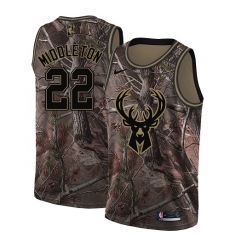 Women's Nike Milwaukee Bucks #22 Khris Middleton Swingman Camo Realtree Collection NBA Jersey