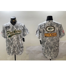 Men's Green Bay Packers Team Logo 2024 Arctic Camo Salute to Service Stitched Baseball Jerseys