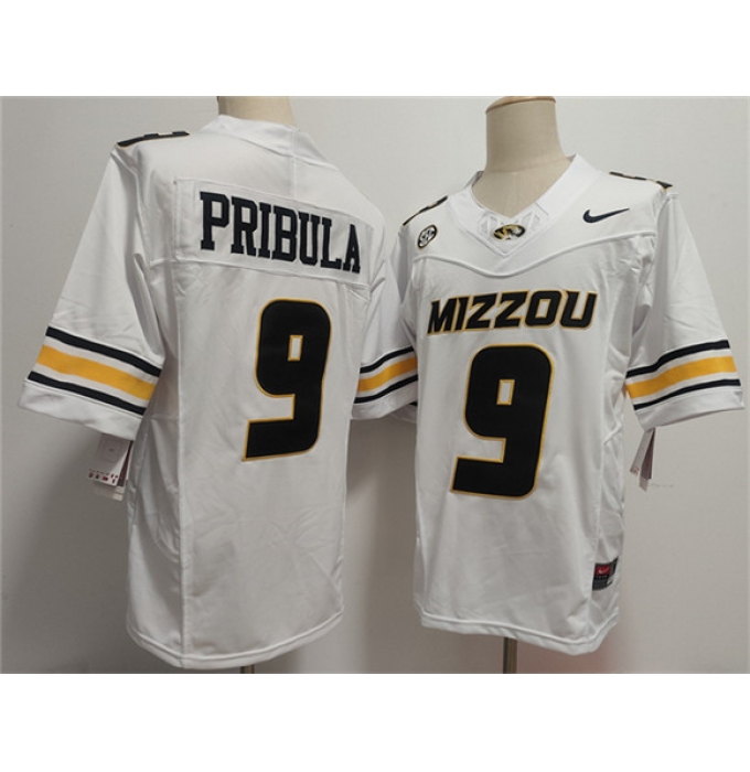 Men's Missouri Tigers #9 Beau Pribula F.U.S.E. White Rose Bowl Stitched Jersey