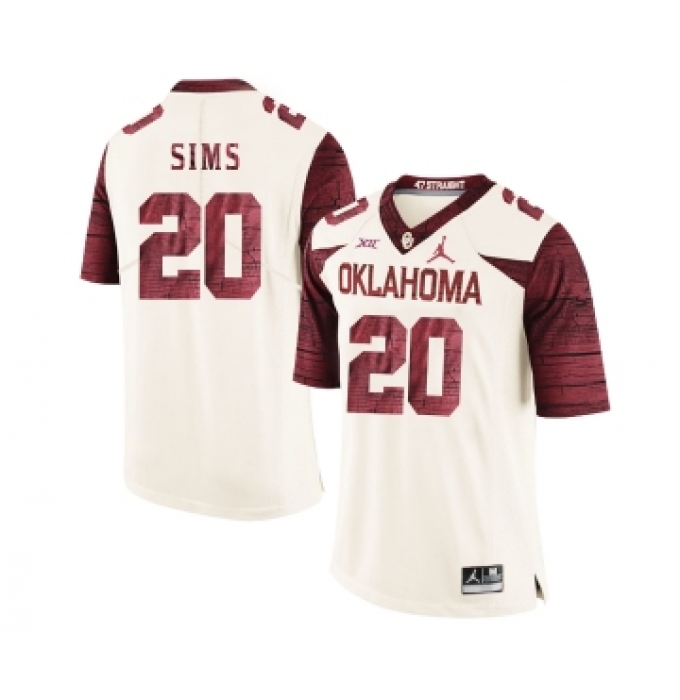 Oklahoma Sooners 20 Billy Sims White 47 Game Winning Streak College Football Jersey