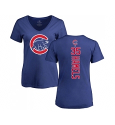 Baseball Women's Chicago Cubs #35 Cole Hamels Royal Blue Backer T-Shirt