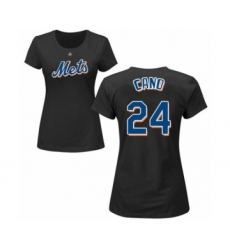 Baseball Women's New York Mets #24 Robinson Cano Black Name & Number T-Shirt
