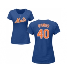 Baseball Women's New York Mets #40 Wilson Ramos Royal Blue Name & Number T-Shirt