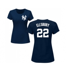 MLB Women's Nike New York Yankees #22 Jacoby Ellsbury Navy Blue Name & Number T-Shirt